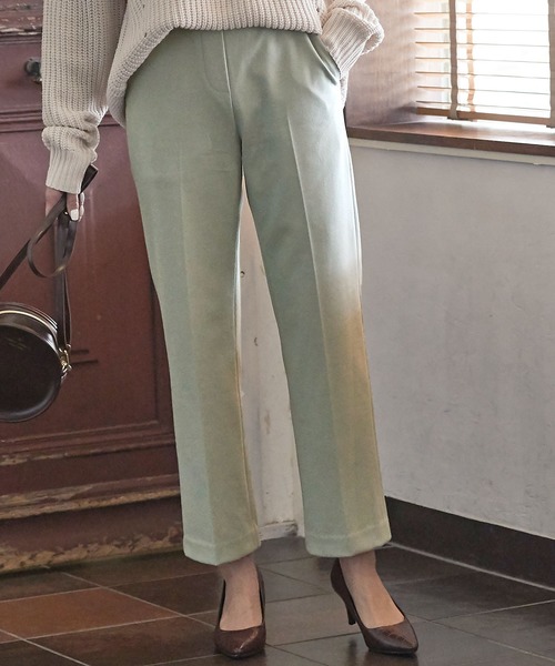 KOBE LETTUCE（コウベレタス）の「センタープレスサイドボタンフェイクウールストレートパンツ（その他パンツ・レディース・アイボリー/ミント/ブルー/ブラウン系その他・SM）」の4枚目の写真