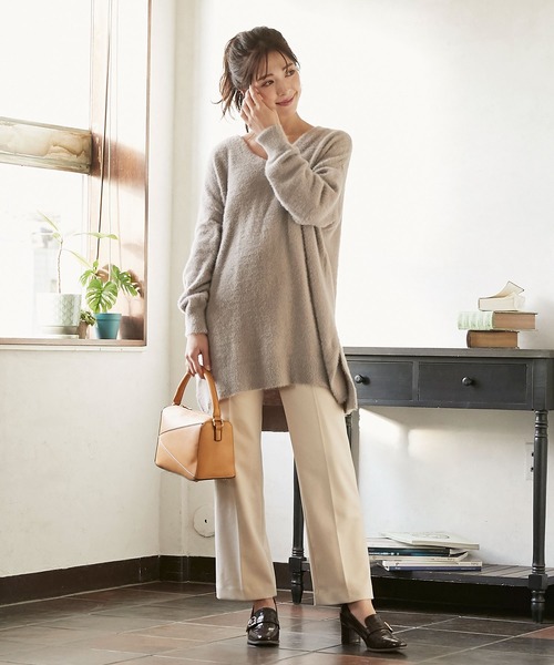 KOBE LETTUCE（コウベレタス）の「センタープレスサイドボタンフェイクウールストレートパンツ（その他パンツ・レディース・アイボリー/ミント/ブルー/ブラウン系その他・SM）」の15枚目の写真