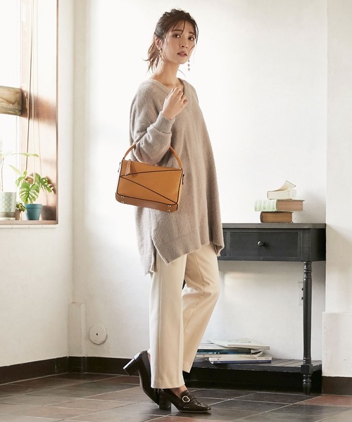 KOBE LETTUCE（コウベレタス）の「センタープレスサイドボタンフェイクウールストレートパンツ（その他パンツ・レディース・アイボリー/ミント/ブルー/ブラウン系その他・SM）」の5枚目の写真