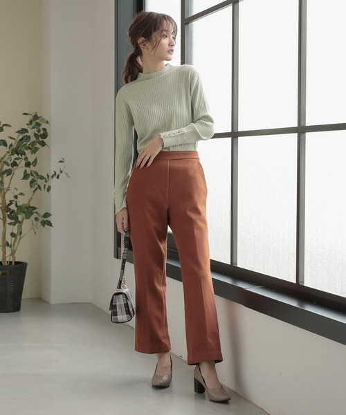 KOBE LETTUCE（コウベレタス）の「センタープレスサイドボタンフェイクウールストレートパンツ（その他パンツ・レディース・アイボリー/ミント/ブルー/ブラウン系その他・SM）」の7枚目の写真