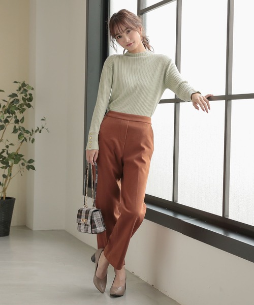 KOBE LETTUCE（コウベレタス）の「センタープレスサイドボタンフェイクウールストレートパンツ（その他パンツ・レディース・アイボリー/ミント/ブルー/ブラウン系その他・SM）」の10枚目の写真