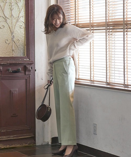 KOBE LETTUCE（コウベレタス）の「センタープレスサイドボタンフェイクウールストレートパンツ（その他パンツ・レディース・アイボリー/ミント/ブルー/ブラウン系その他・SM）」の14枚目の写真