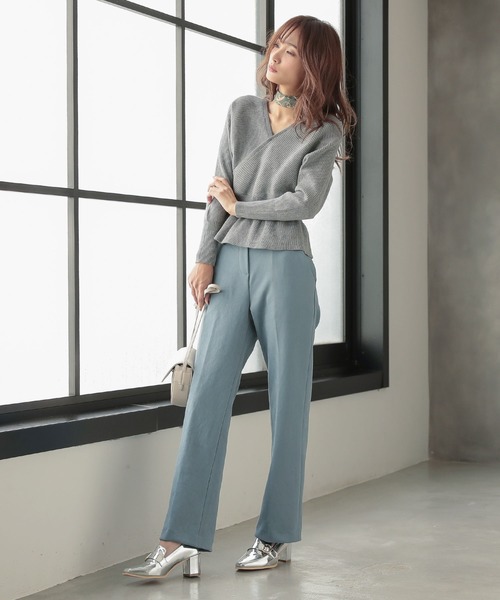 KOBE LETTUCE（コウベレタス）の「センタープレスサイドボタンフェイクウールストレートパンツ（その他パンツ・レディース・アイボリー/ミント/ブルー/ブラウン系その他・SM）」の16枚目の写真