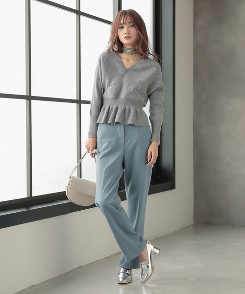 KOBE LETTUCE（コウベレタス）の「センタープレスサイドボタンフェイクウールストレートパンツ（その他パンツ・レディース・アイボリー/ミント/ブルー/ブラウン系その他・SM）」の6枚目の写真