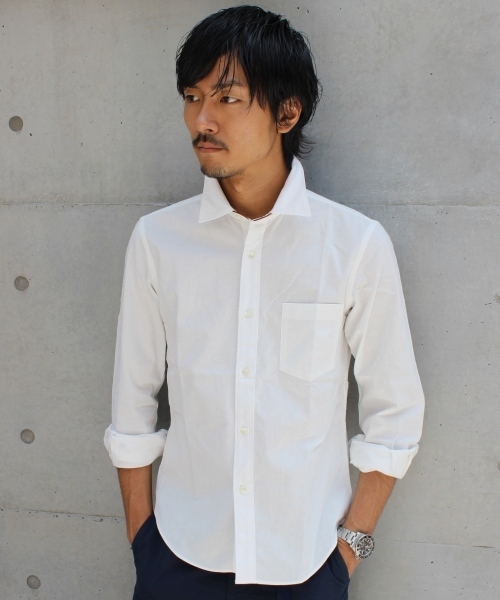 JOURNAL STANDARD（ジャーナルスタンダード）の「レザーパイピングシャンブレーレギュラーカラーシャツ #●（シャツ/ブラウス・メンズ・ホワイト/ブルー/ネイビー・MEDIUM/SMALL/LARGE）」の4枚目の写真