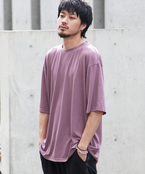 ZIP FIVE（ジップファイブ）の「【ZIP FIVE】T/Rビッグシルエット5分袖Tシャツ（Tシャツ/カットソー・メンズ・ホワイト/ブラック/ダークグリーン/ベージュ/パープル/ネイビー/ブラウン/グレー/カーキ/スモークピンク/ワイン/グレイッシュブルー/チャコール・MEDIUM/LARGE）」の11枚目の写真