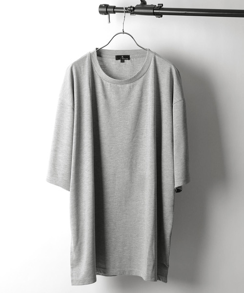 ZIP FIVE（ジップファイブ）の「【ZIP FIVE】T/Rビッグシルエット5分袖Tシャツ（Tシャツ/カットソー・メンズ・ホワイト/ブラック/ダークグリーン/ベージュ/パープル/ネイビー/ブラウン/グレー/カーキ/スモークピンク/ワイン/グレイッシュブルー/チャコール・MEDIUM/LARGE）」の4枚目の写真