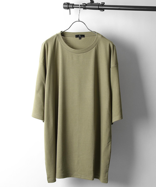 ZIP FIVE（ジップファイブ）の「【ZIP FIVE】T/Rビッグシルエット5分袖Tシャツ（Tシャツ/カットソー・メンズ・ホワイト/ブラック/ダークグリーン/ベージュ/パープル/ネイビー/ブラウン/グレー/カーキ/スモークピンク/ワイン/グレイッシュブルー/チャコール・MEDIUM/LARGE）」の8枚目の写真