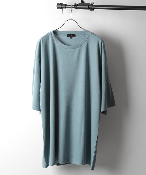 ZIP FIVE（ジップファイブ）の「【ZIP FIVE】T/Rビッグシルエット5分袖Tシャツ（Tシャツ/カットソー・メンズ・ホワイト/ブラック/ダークグリーン/ベージュ/パープル/ネイビー/ブラウン/グレー/カーキ/スモークピンク/ワイン/グレイッシュブルー/チャコール・MEDIUM/LARGE）」の10枚目の写真