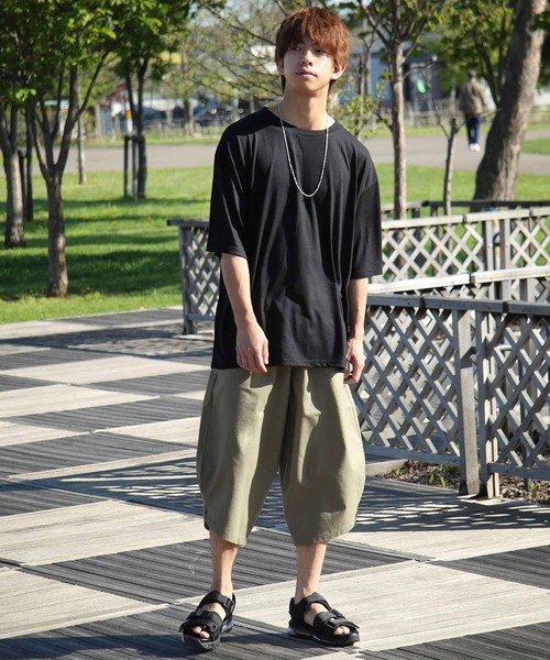 ZIP FIVE（ジップファイブ）の「【ZIP FIVE】T/Rビッグシルエット5分袖Tシャツ（Tシャツ/カットソー・メンズ・ホワイト/ブラック/ダークグリーン/ベージュ/パープル/ネイビー/ブラウン/グレー/カーキ/スモークピンク/ワイン/グレイッシュブルー/チャコール・MEDIUM/LARGE）」の14枚目の写真