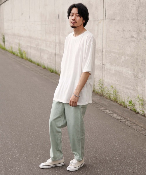 ZIP FIVE（ジップファイブ）の「【ZIP FIVE】T/Rビッグシルエット5分袖Tシャツ（Tシャツ/カットソー・メンズ・ホワイト/ブラック/ダークグリーン/ベージュ/パープル/ネイビー/ブラウン/グレー/カーキ/スモークピンク/ワイン/グレイッシュブルー/チャコール・MEDIUM/LARGE）」の22枚目の写真