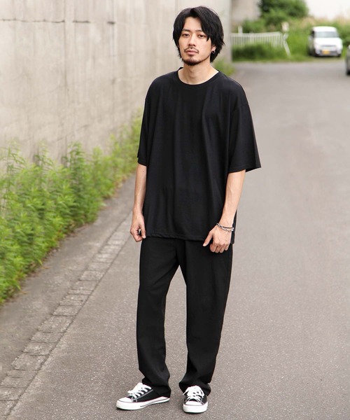 ZIP FIVE（ジップファイブ）の「【ZIP FIVE】T/Rビッグシルエット5分袖Tシャツ（Tシャツ/カットソー・メンズ・ホワイト/ブラック/ダークグリーン/ベージュ/パープル/ネイビー/ブラウン/グレー/カーキ/スモークピンク/ワイン/グレイッシュブルー/チャコール・MEDIUM/LARGE）」の20枚目の写真