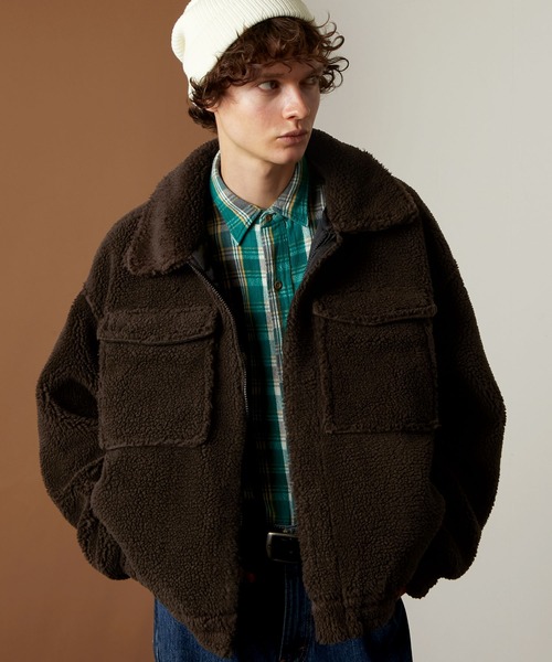 EMMA CLOTHES（エマクローズ）の「オーバーサイズ  ボア ストリングCPOブルゾン EMMA CLOTHES（ブルゾン・メンズ・ブラック/ブラウン/ベージュ系その他・S/M/L）」の3枚目の写真