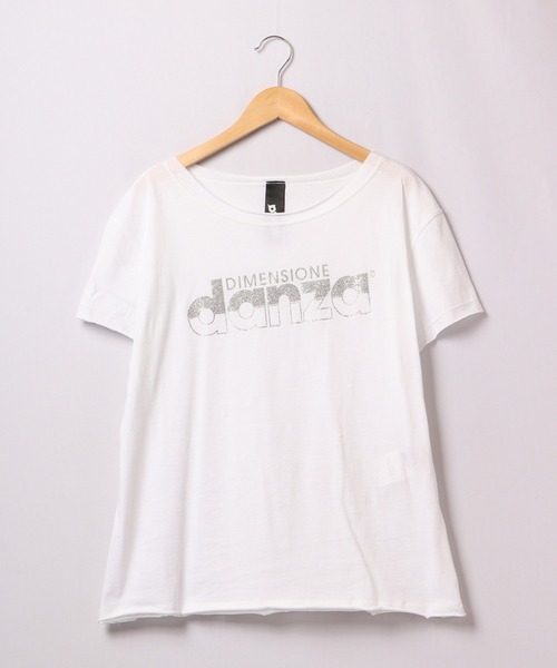 DIMENSIONE danza(ディメンシオーネ ダンツァ)の「ラメロゴストーンカットソー(Tシャツ/カットソー・レディース・ホワイト/グレー/ブラック/イエロー/ネイビー/レッド/スモークピンク・MEDIUM/SMALL/X-SMALL)」の8枚目の写真