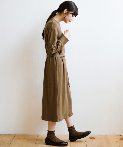 楽ちん便利な今っぽ 女っぽベルト付きカットソーリブワンピース ワンピース セール Haco ハコ のファッション