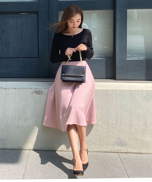 ボンディングフレアスカート 金子綾さん着用ウールボンディングフレアスカート（ロング・マキシ丈