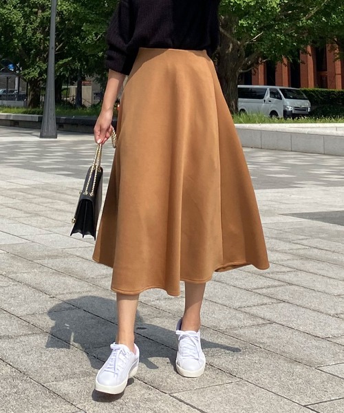 KOBE LETTUCE（コウベレタス）の「ボンディングフレアスカート（スカート・レディース・チャコールグレー/イエロー系その他/ピンク/アイボリー/ブラック/ミント/グレー/ベージュ・M/S）」の21枚目の写真