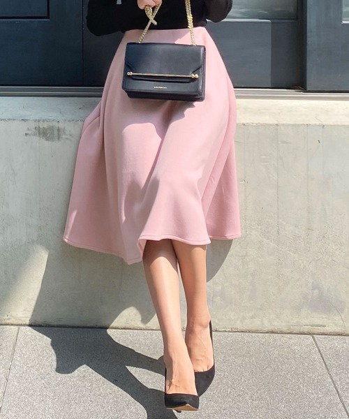 KOBE LETTUCE（コウベレタス）の「ボンディングフレアスカート（スカート・レディース・チャコールグレー/イエロー系その他/ピンク/アイボリー/ブラック/ミント/グレー/ベージュ・M/S）」の19枚目の写真