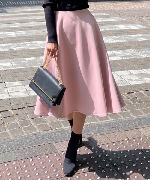 KOBE LETTUCE（コウベレタス）の「ボンディングフレアスカート（スカート・レディース・チャコールグレー/イエロー系その他/ピンク/アイボリー/ブラック/ミント/グレー/ベージュ・M/S）」の17枚目の写真