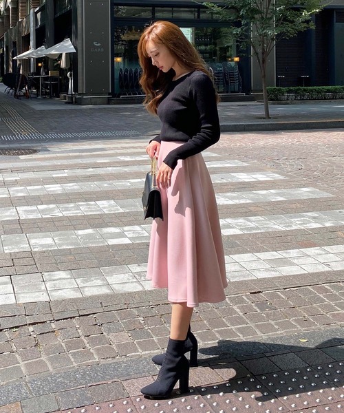 KOBE LETTUCE（コウベレタス）の「ボンディングフレアスカート（スカート・レディース・チャコールグレー/イエロー系その他/ピンク/アイボリー/ブラック/ミント/グレー/ベージュ・M/S）」の18枚目の写真