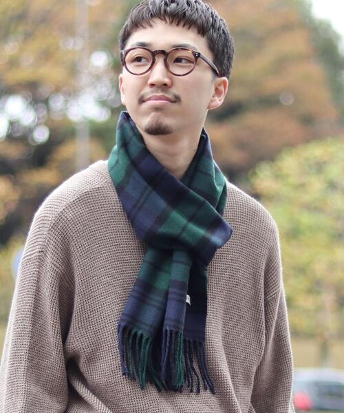 coen（コーエン）の「チェックマフラー（マフラー・メンズ・ブラック/オレンジ/ネイビー/レッド/ダークグレー・FREE）」の3枚目の写真