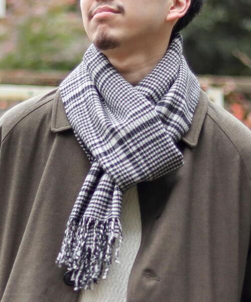 coen（コーエン）の「チェックマフラー（マフラー・メンズ・ブラック/オレンジ/ネイビー/レッド/ダークグレー・FREE）」の2枚目の写真