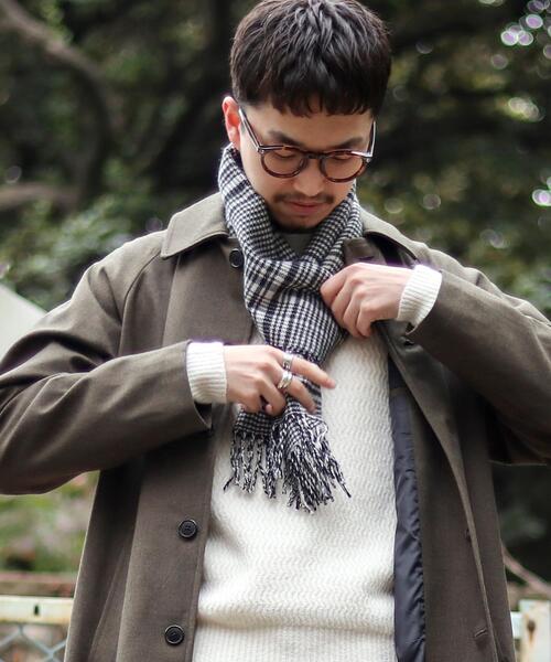 coen（コーエン）の「チェックマフラー（マフラー・メンズ・ブラック/オレンジ/ネイビー/レッド/ダークグレー・FREE）」の16枚目の写真