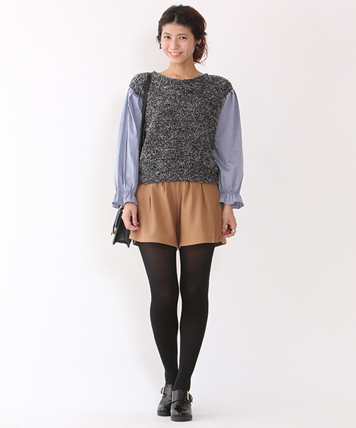 mystic（ミスティック）の「ブークレパフ長袖クループルオーバー（ニット/セーター・レディース・ブラック/グレー/チャコールグレー/ベージュ/キャメル・FREE/ﾌﾘ-）」の6枚目の写真