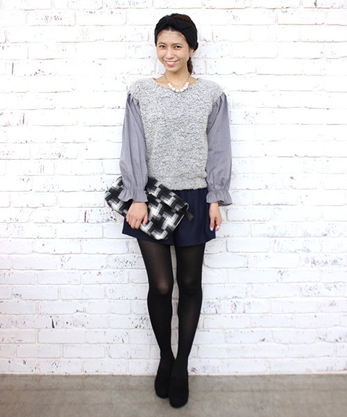 mystic（ミスティック）の「ブークレパフ長袖クループルオーバー（ニット/セーター・レディース・ブラック/グレー/チャコールグレー/ベージュ/キャメル・FREE/ﾌﾘ-）」の7枚目の写真