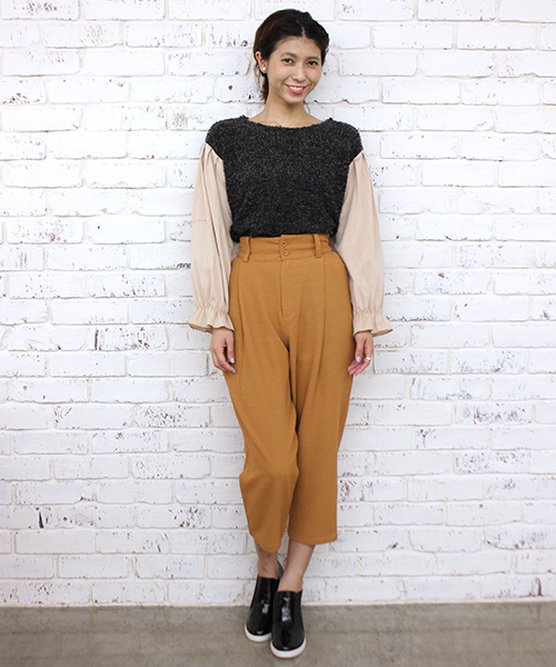 mystic（ミスティック）の「ブークレパフ長袖クループルオーバー（ニット/セーター・レディース・ブラック/グレー/チャコールグレー/ベージュ/キャメル・FREE/ﾌﾘ-）」の9枚目の写真