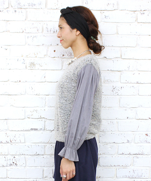 mystic（ミスティック）の「ブークレパフ長袖クループルオーバー（ニット/セーター・レディース・ブラック/グレー/チャコールグレー/ベージュ/キャメル・FREE/ﾌﾘ-）」の11枚目の写真