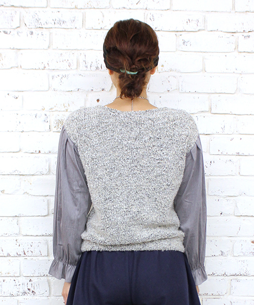 mystic（ミスティック）の「ブークレパフ長袖クループルオーバー（ニット/セーター・レディース・ブラック/グレー/チャコールグレー/ベージュ/キャメル・FREE/ﾌﾘ-）」の12枚目の写真