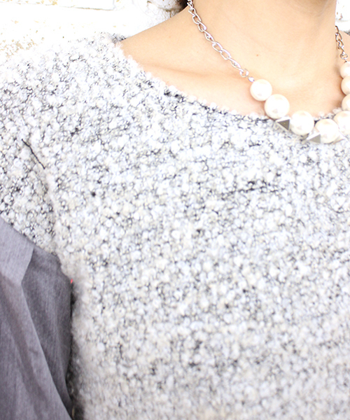 mystic（ミスティック）の「ブークレパフ長袖クループルオーバー（ニット/セーター・レディース・ブラック/グレー/チャコールグレー/ベージュ/キャメル・FREE/ﾌﾘ-）」の13枚目の写真