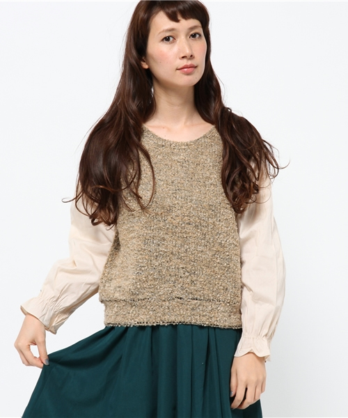 mystic（ミスティック）の「ブークレパフ長袖クループルオーバー（ニット/セーター・レディース・ブラック/グレー/チャコールグレー/ベージュ/キャメル・FREE/ﾌﾘ-）」の5枚目の写真