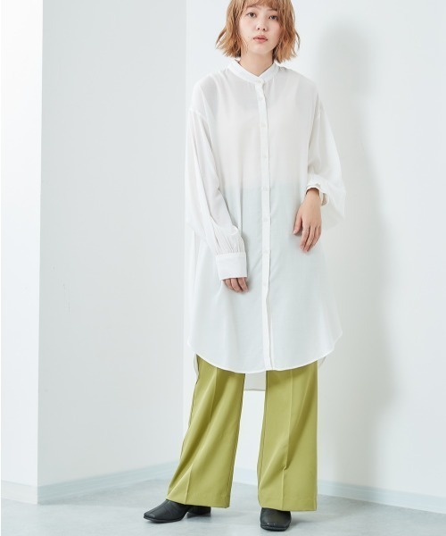 cepo（セポ）の「バンドカラー とろみルーズシャツワンピース（シャツワンピース・レディース・ベージュ/オフホワイト/ミント・M）」の17枚目の写真