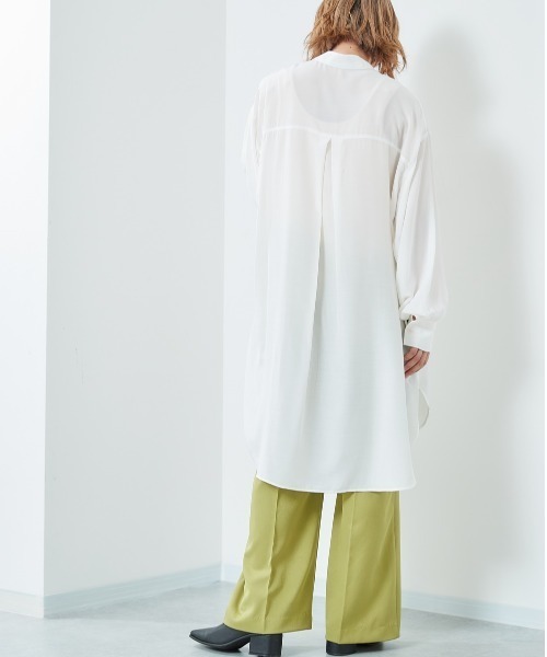 cepo（セポ）の「バンドカラー とろみルーズシャツワンピース（シャツワンピース・レディース・ベージュ/オフホワイト/ミント・M）」の18枚目の写真