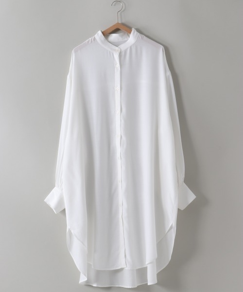 cepo（セポ）の「バンドカラー とろみルーズシャツワンピース（シャツワンピース・レディース・ベージュ/オフホワイト/ミント・M）」の21枚目の写真