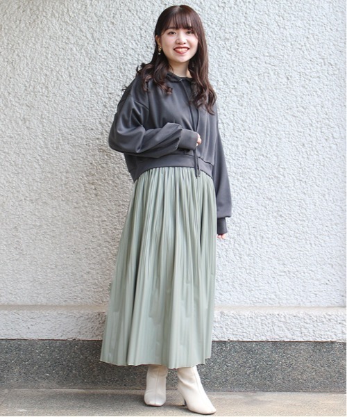 ASTORIA ODIER（アストリアオディール）の「エコレザーフレアスカート（スカート・レディース・サックスブルー/グリーン/ピンク/ホワイト・MEDIUM）」の9枚目の写真