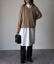 Riberry | Vネックフェイクレイヤードワンピース(ワンピース)