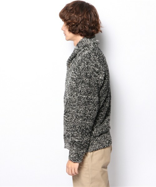 ROSE BUD COUPLES （ローズ バッド カップルズ）の「【Fine掲載】ポリエステルパイル ショールカラー ニット カーディガン（カーディガン/ボレロ・メンズ・ブラックミックス/ブルー系その他/カモフラージュ・MEDIUM/LARGE）」の10枚目の写真