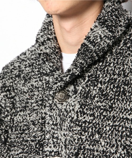 ROSE BUD COUPLES （ローズ バッド カップルズ）の「【Fine掲載】ポリエステルパイル ショールカラー ニット カーディガン（カーディガン/ボレロ・メンズ・ブラックミックス/ブルー系その他/カモフラージュ・MEDIUM/LARGE）」の7枚目の写真