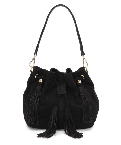 Another Edition(アナザーエディション)の「MAISON VINCENT タッセル巾着バッグ/ MAISON/V TSL キンチャクBAG(ショルダーバッグ・レディース・ブラック/ベージュ・フリー)」の1枚目の写真