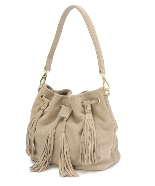 Another Edition(アナザーエディション)の「MAISON VINCENT タッセル巾着バッグ/ MAISON/V TSL キンチャクBAG(ショルダーバッグ・レディース・ブラック/ベージュ・フリー)」の3枚目の写真