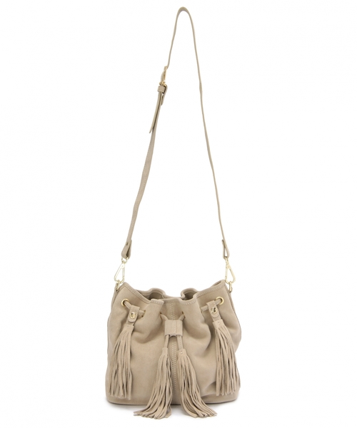 Another Edition(アナザーエディション)の「MAISON VINCENT タッセル巾着バッグ/ MAISON/V TSL キンチャクBAG(ショルダーバッグ・レディース・ブラック/ベージュ・フリー)」の5枚目の写真