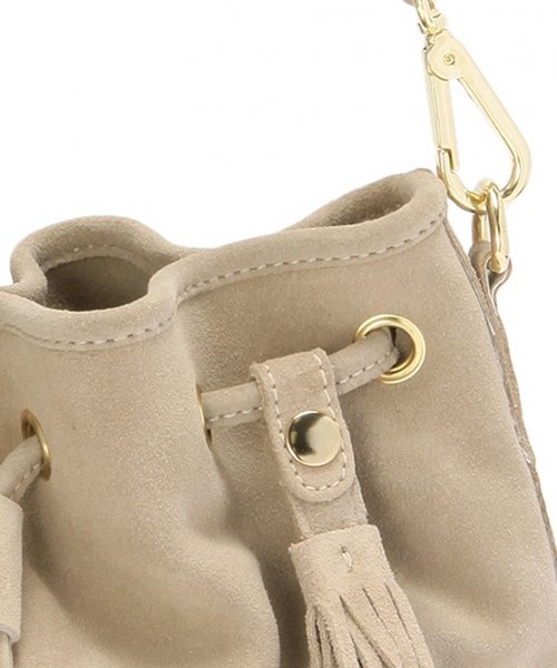 Another Edition(アナザーエディション)の「MAISON VINCENT タッセル巾着バッグ/ MAISON/V TSL キンチャクBAG(ショルダーバッグ・レディース・ブラック/ベージュ・フリー)」の6枚目の写真