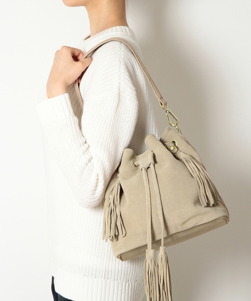 Another Edition(アナザーエディション)の「MAISON VINCENT タッセル巾着バッグ/ MAISON/V TSL キンチャクBAG(ショルダーバッグ・レディース・ブラック/ベージュ・フリー)」の8枚目の写真