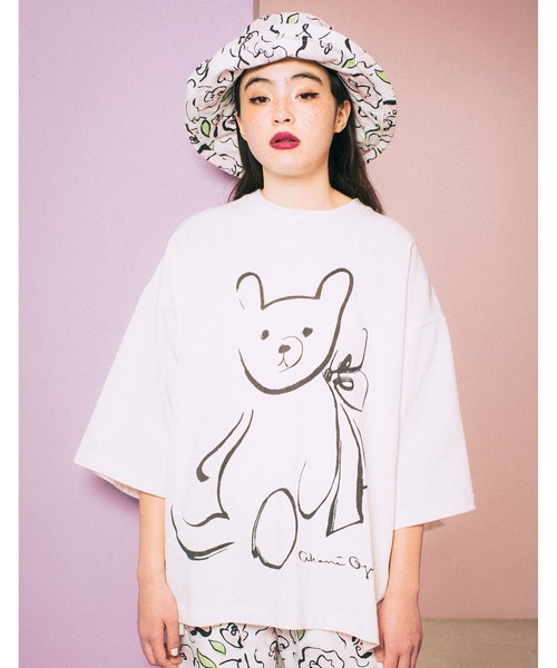 Little sunny bite（リトルサニーバイト）の「ogura akane x little sunny bite Bear big tee（Tシャツ/カットソー・レディース・ホワイト/ブラック/ピンク・FREE）」の3枚目の写真