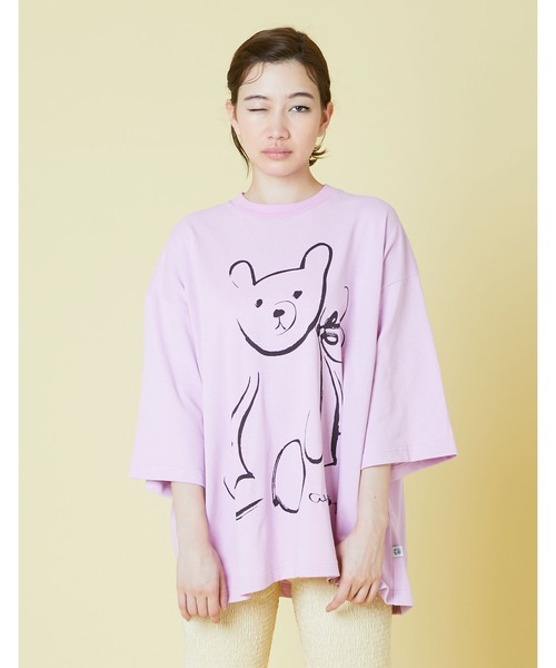 Little sunny bite（リトルサニーバイト）の「ogura akane x little sunny bite Bear big tee（Tシャツ/カットソー・レディース・ホワイト/ブラック/ピンク・FREE）」の2枚目の写真