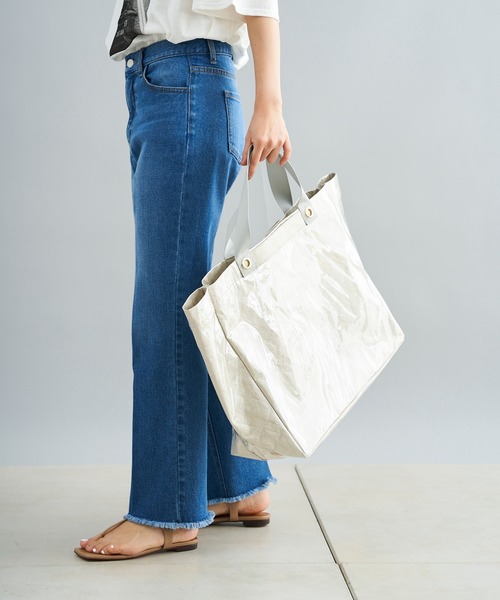 DouDou(ドゥドゥ)の「ペーパーナイロントート(トートバッグ・レディース・ライトグレー/キャメル・FREE)」の3枚目の写真