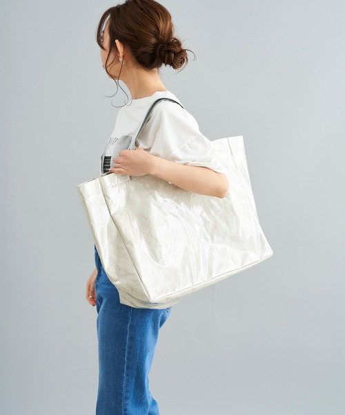 DouDou(ドゥドゥ)の「ペーパーナイロントート(トートバッグ・レディース・ライトグレー/キャメル・FREE)」の13枚目の写真